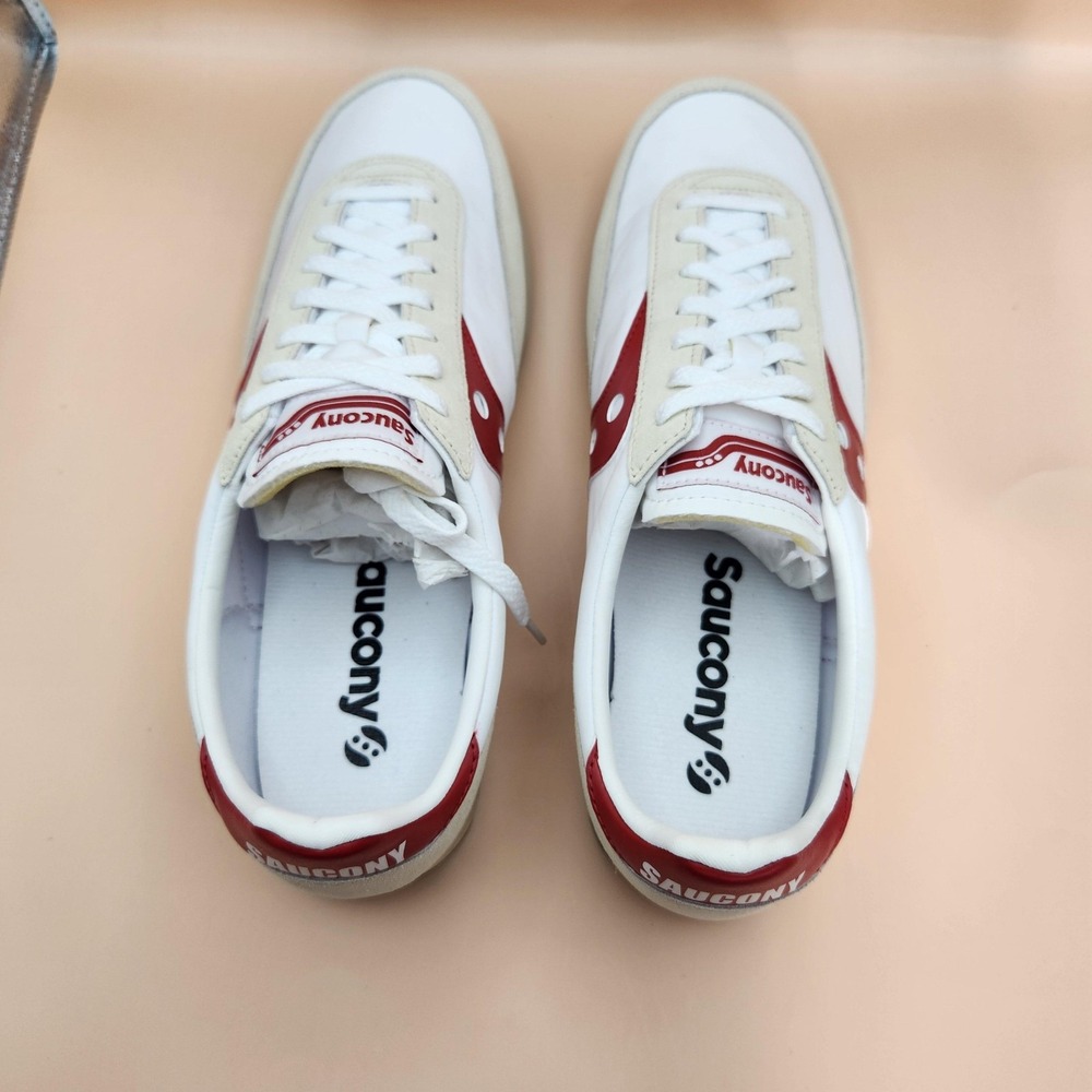 Saucony Trainer 80 Shoes Mens Size 12 White Red Originals Sneakers S70884-10 - Picture 4 of 10
